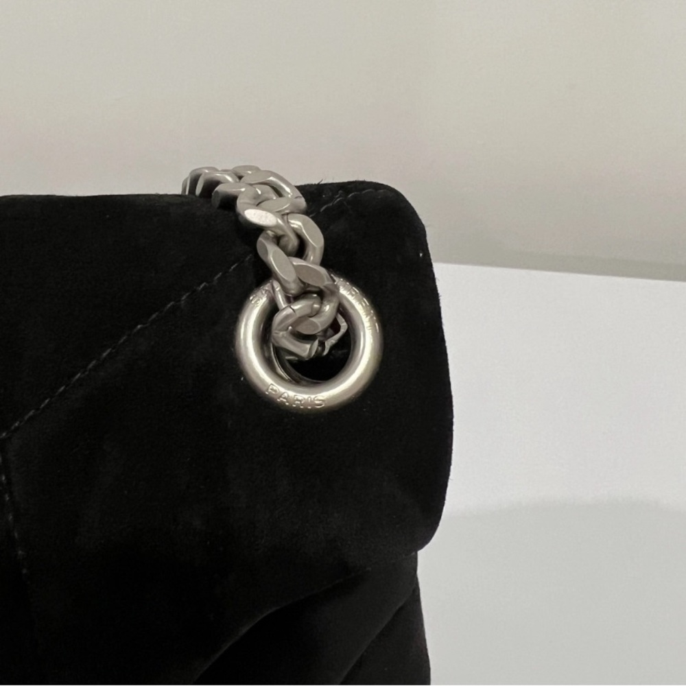 Saint Laurent Black Suede Small Loulou Puffer Shoulder Bag - Picture 3 of 6